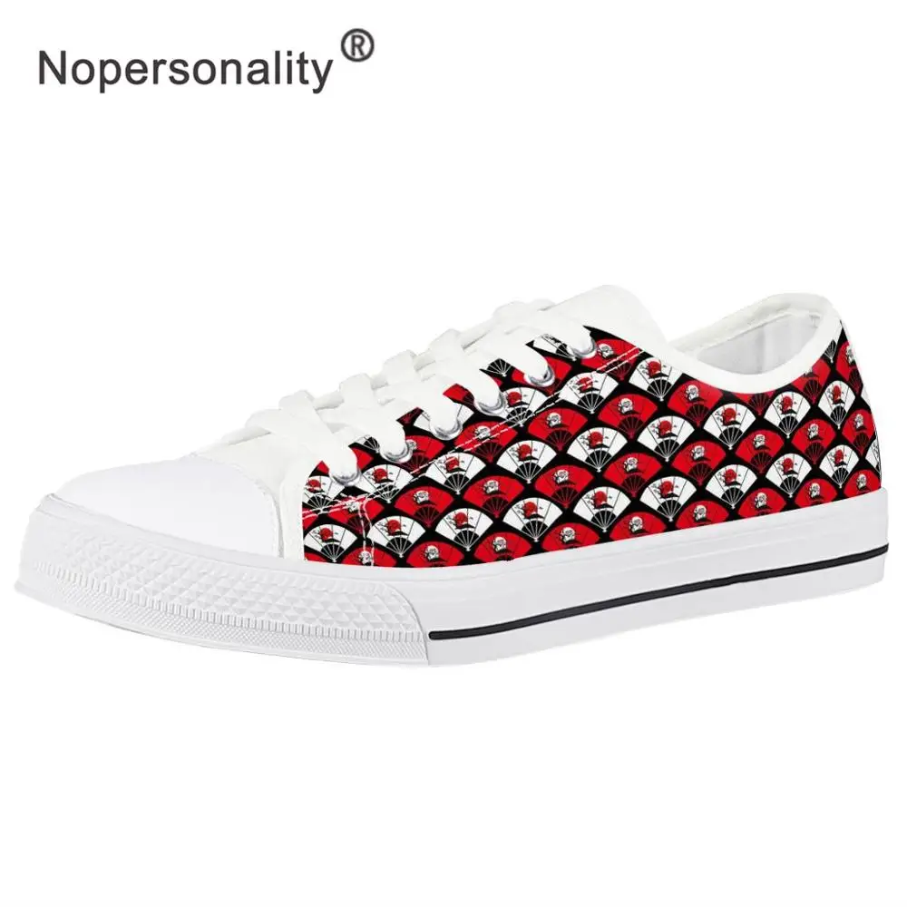 

Nopersonality Japanese folding fan Print Women's Canvas Shoes Low Top Lace-up Vulcanize Shoes for Ladies Students Flats Shoes