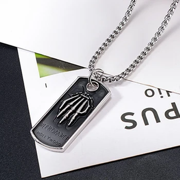 

Men's Fashion Jewel man necklaces military stainless steel pendant personality hip-hop simple Jewelry
