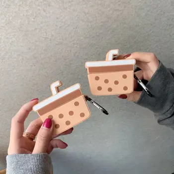 

Pearl Milk Tea Protective Case Silicone Cover Shell Carabiner for Airpods Pro