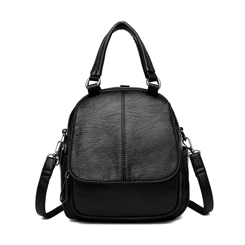 VANDERWAH элегантный дизайн Для женщин рюкзак 3-в-1 Молодежные кожаные рюкзаки для подростков, девочек, женщин, школьный сумка mochila - Цвет: Black
