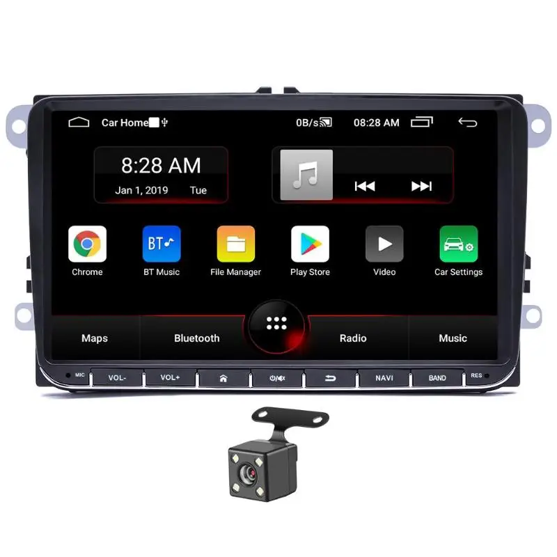 Двойной 2 DIN 9 дюймов Android 8,1 стерео Bluetooth WiFi FM радио приемник gps навигация головное устройство для автомобиля аксессуары - Цвет: with cam