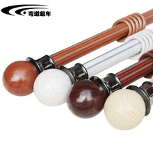 Китайский стиль библиотеки древесины зерна Римский карниз Смола голова Artful стержень карниз для шторы один бар, параллельные стержни верхний Монтажный кронштейн сбоку