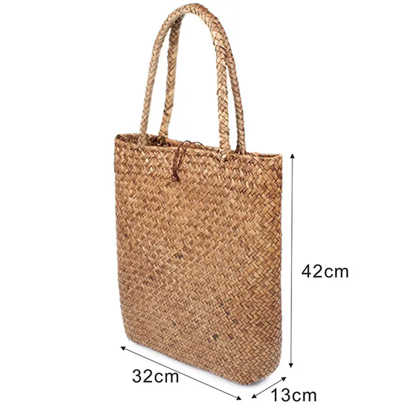 Women Handbag Summer Beach Bag Rattan Woven Handmade Knitted Straw Large Capacity Totes Women Shoulder Bag Bohemia