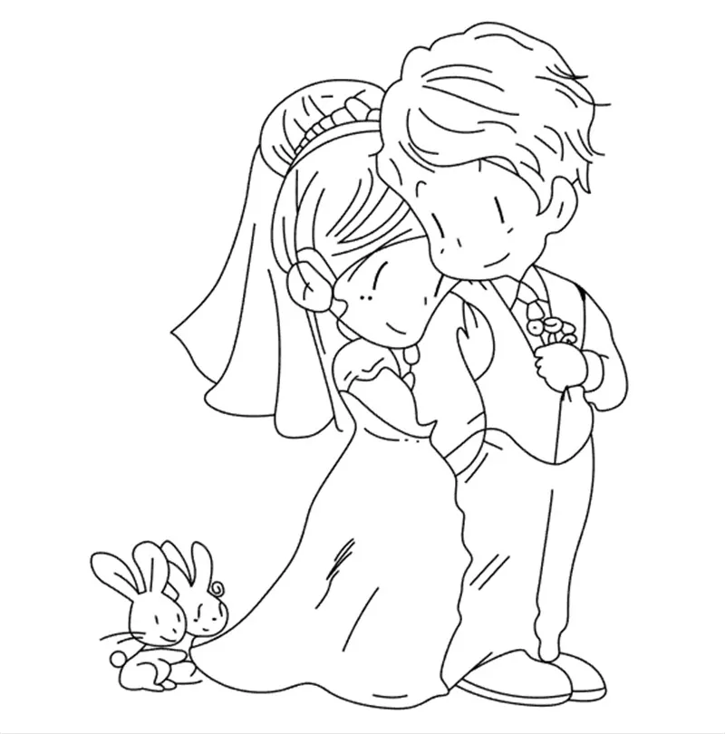 

10x10 Girl hugging boy Transparent Clear Stamps for Scrapbooking for DIY Card Making Cutting Crafts Stencil