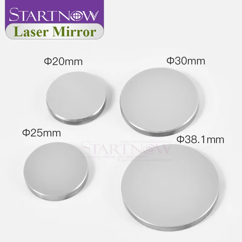 Startnow 3pcs/lot Mo Laser Reflective Lens 19 20mm 25 30 38.1 THK 3mm Optic Laser Reflector Mirrors For 40W CO2 Carving Machine