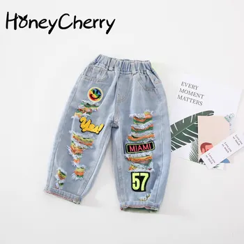 

2020 Summer jeans for baby girl New Girls and Boys Ripped Jeans Children's Style Dad Pants girl jeans Pants