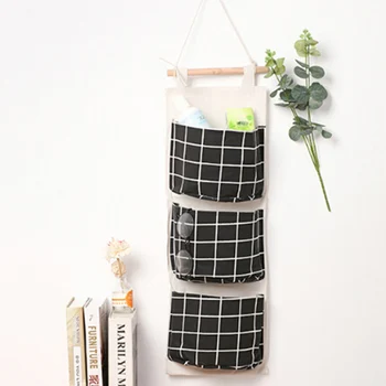 

Nordic-Style Wall-Mounted Storage Bag Storage Rack 3 Cosmetic Shelves Pocket Cosmetics Sundry Bag Closet Container