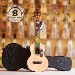 BrightSun BS-80T 26 inch Ukulele Solid Spruce Rosewood With Case/Tuner/Capo/Belt/Strings/Picks