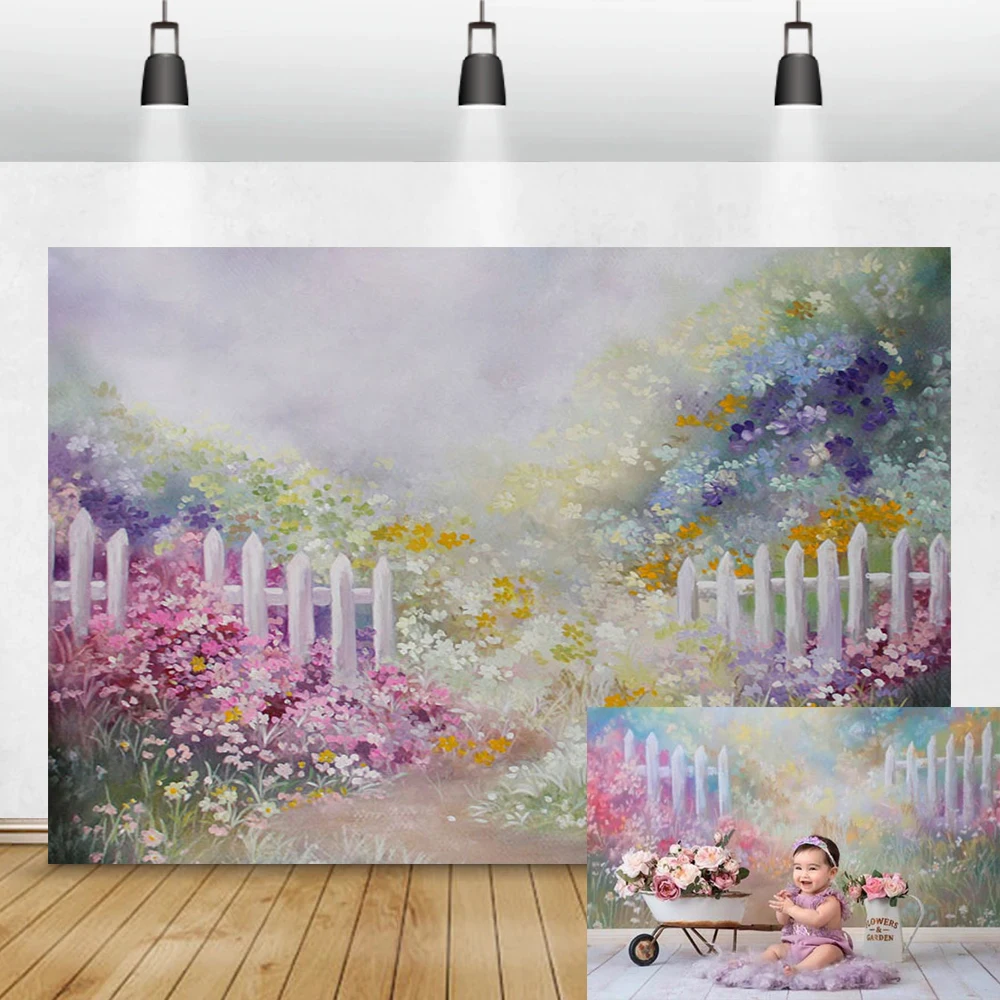 

Фон для фотосъемки с изображением весеннего розового цветка для детского дня рождения