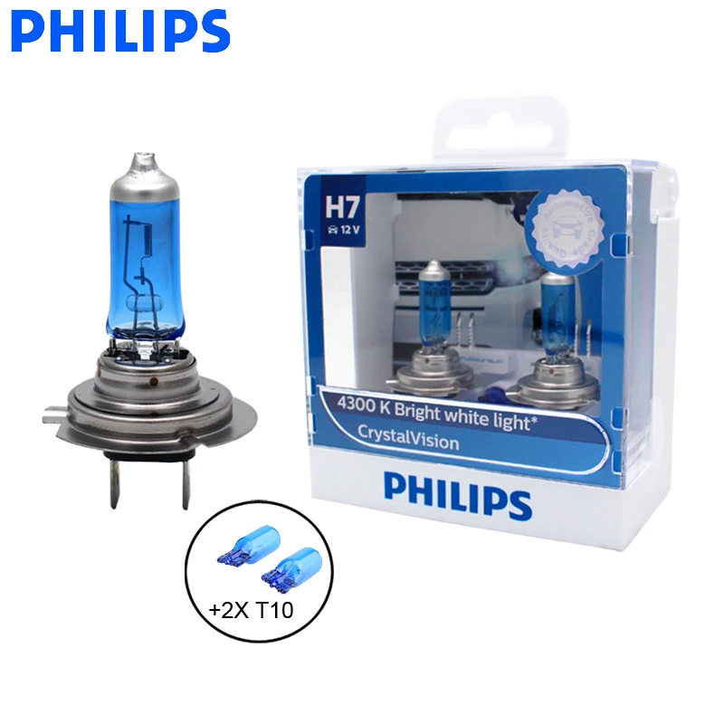 Philips lámparas halógenas de luz blanca brillante para faro delantero de coche, lámparas con aspecto elegante, resistente a los UV, 4300 CVSM, 12972 K, H7, 12V, (halógenas) de faros delanteros| -