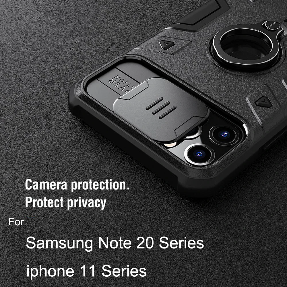Camera Protection Case For Iphone 11 Pro Max Ring Stand Holder Cover For Samsung Note Ultra Nillkin Slide Protect Lens Cover Phone Case Covers Aliexpress