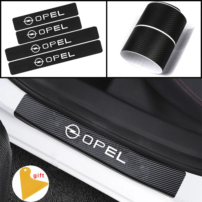 4 шт. наклейки на пороги для автомобиля порог из углеродного волокна OPEL Astra H G J