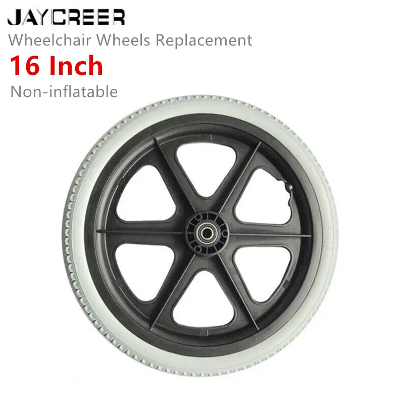 JayCreer Non-Inflatable 1PCS 16 Inch inner hole diameter 12mm Wheel Replacement For Wheelchairs, Carts And More