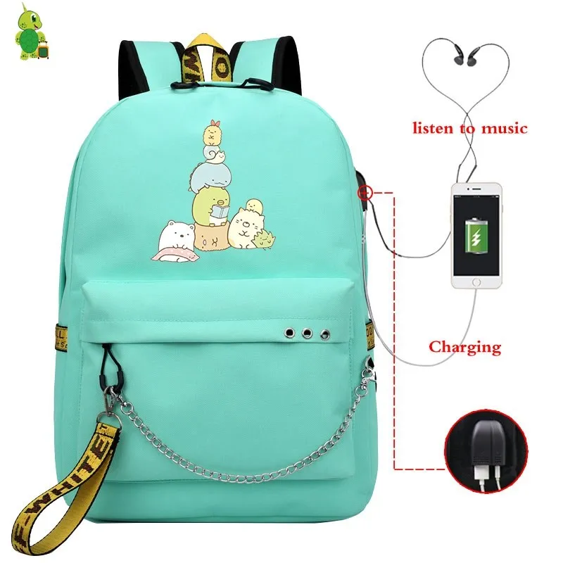 Mochila Sumikko, рюкзак, милые школьные сумки для девочек-подростков, Usb зарядка, рюкзак для ноутбука, женские рюкзаки, корейский рюкзак для путешествий - Цвет: 3
