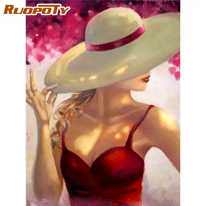 

RUOPOTY Frame Picture Diy Painting By Numbers Kits Acrylic Wall Art Picture Abstract Woman Coloring By Numbers For Diy Gift 60x7