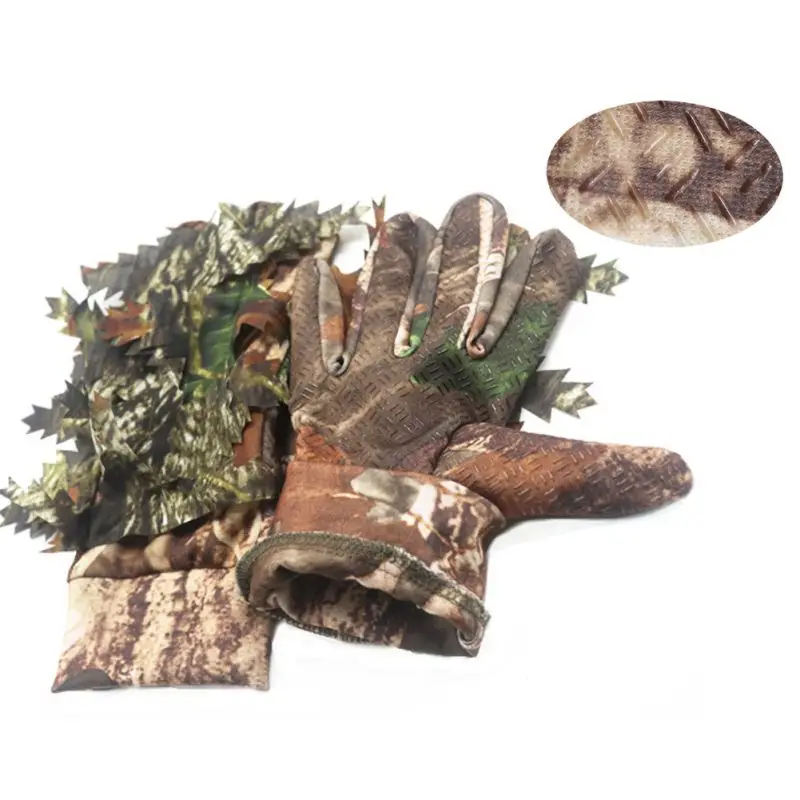 Мужские военные уличные 3D листья камуфляжные охотничьи перчатки скрывающие охотничьи перчатки лесные охотничьи перчатки