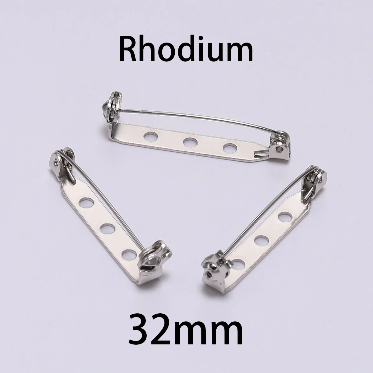 Rhodiun-32mm 20 шт., 20, 25, 32 мм, брошь с покрытием, зажим, основа, пустая, безопасный замок, брошь, основа, булавка для изготовления ювелирных изделий, сделай сам, аксессуары для ювелирных изделий - Цвет: Rhodiun-32mm