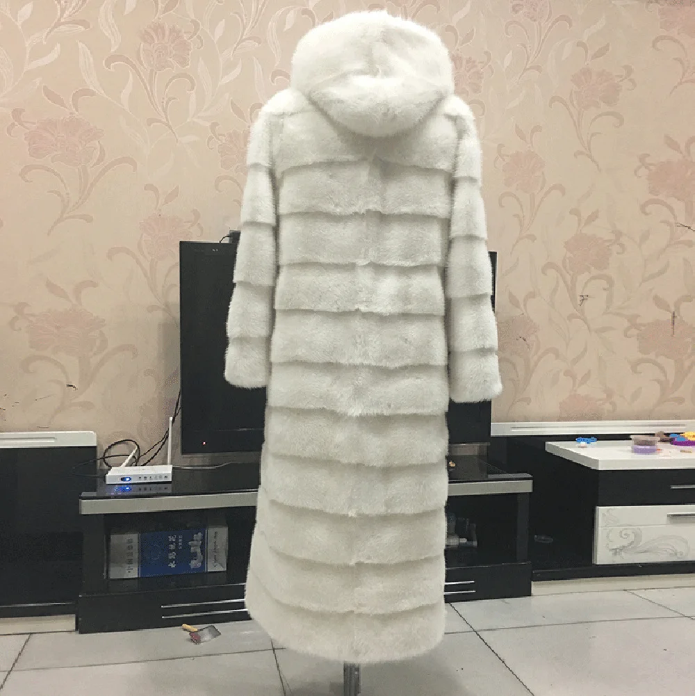 Новинка, длинное пальто из натурального меха норки, куртка из натурального меха для женщин, зимнее пальто из натурального меха, большое роскошное пальто, розничная и