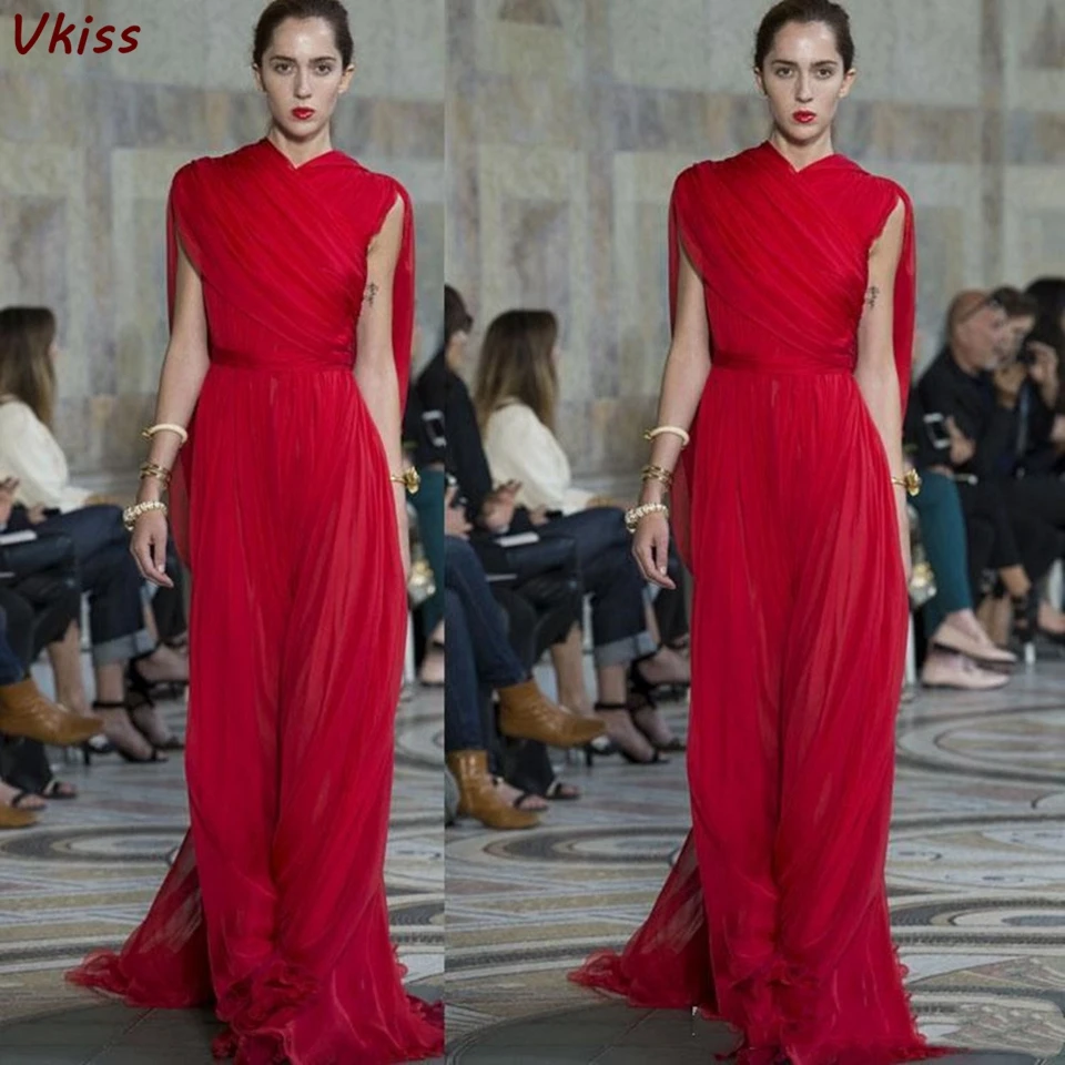 

Red Summer Formal Red Evening Dresses 2020 Sleeveless Robe De Soiree Chiffon Long Prom Gowns Women Elegant Graduation Maxi Dress