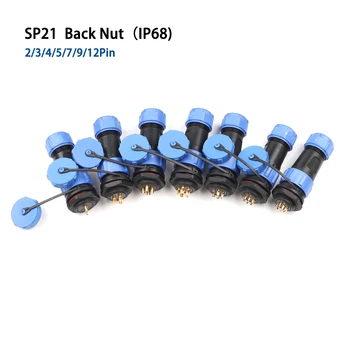 

SP21 IP68 Electric Waterproof connector Back Nut without welding plug socket 2 3 4 5 7 9 12 Pin panel power cable Aviation conn