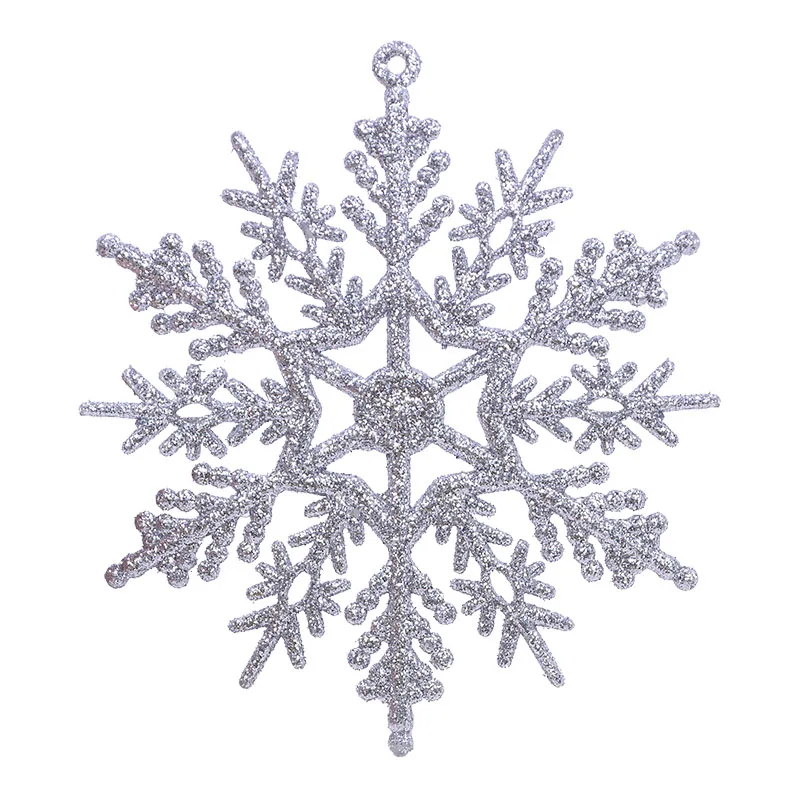 6 шт., 10 см, блестящие рождественские орнаменты снежинки, новогодние, вечерние, для дома, сделай сам, украшения, Рождественская елка, подвесной декор, блестящие снежные цветы - Цвет: B02