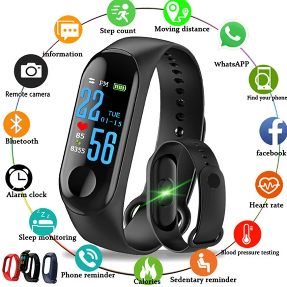 

Color Screen Fitness Tracker IP67 Waterproof Blood Pressure Heart Rate Monitor Smart Bracelet For M3S Band