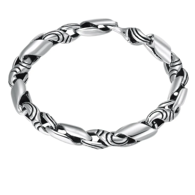 Подлинные 925 пробы серебряные наручные ювелирные изделия ретро тайские серебряные Простые мужские браслеты красивые ювелирные изделия Модные аксессуары