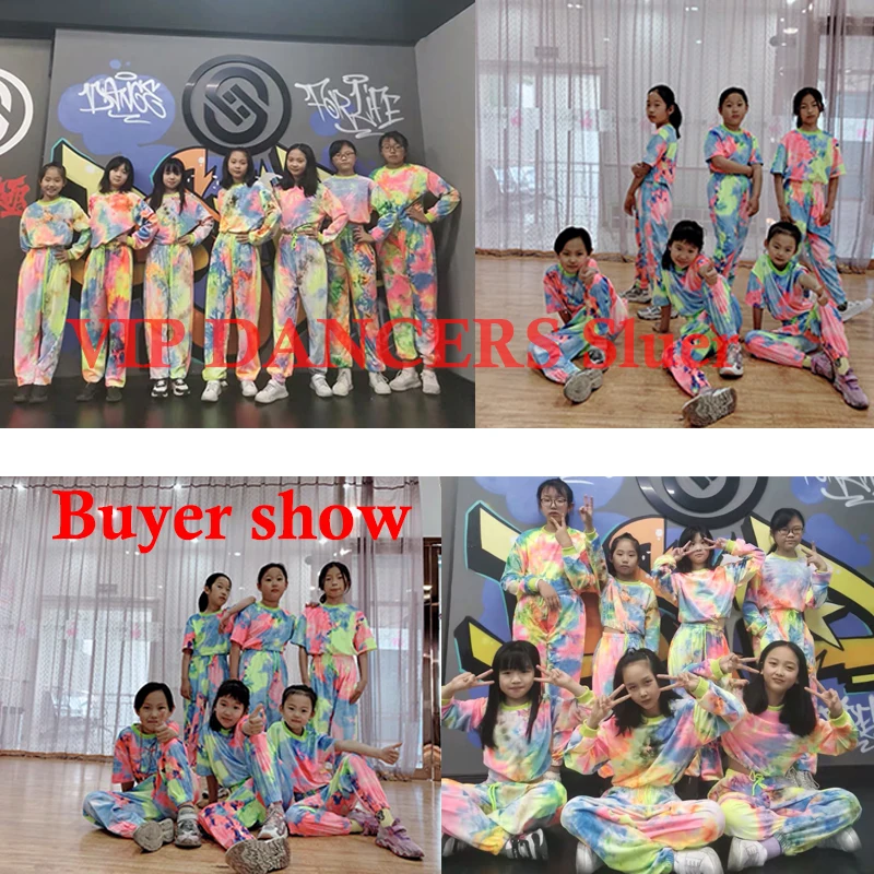 Kid Cool Hip Hop Clothing Velvet Sweatshirt Crop Top Long Sleeve Shirt Streetwear Pants for Girls Jazz Dance Costume Clothes