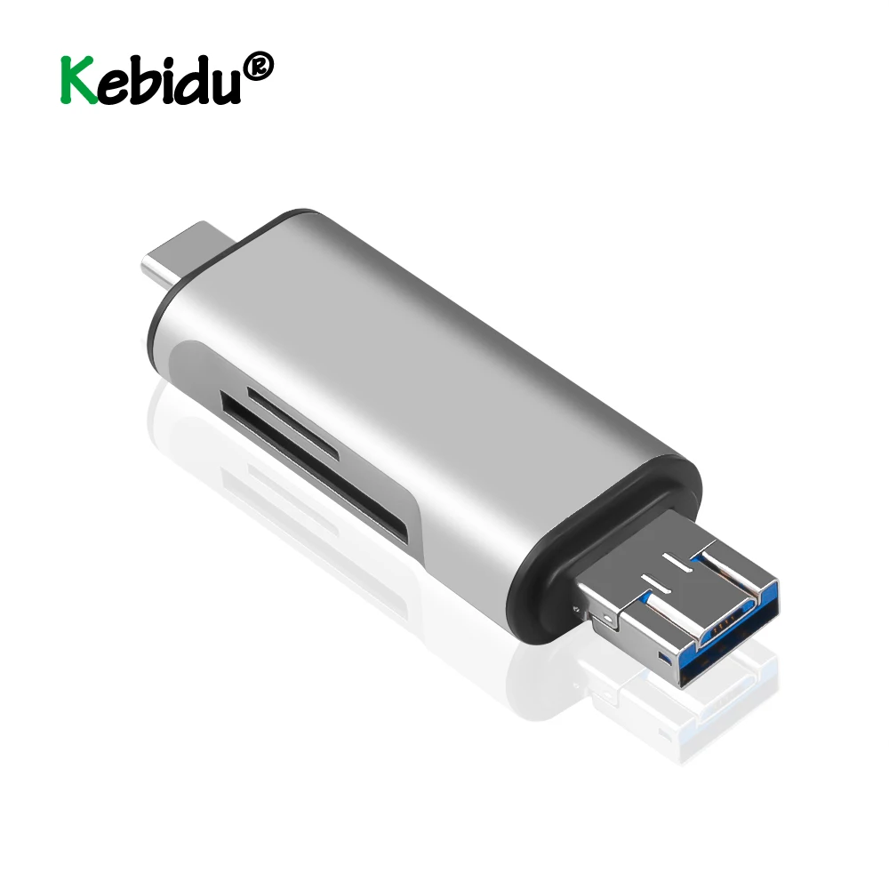 Адаптер USB 3 в 1 картридер Type C OTG с интерфейсом Female для ПК адаптер чтения карт