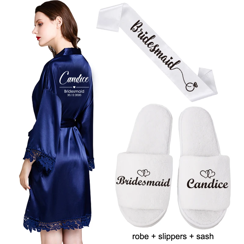 蓝色 robe shoe sash