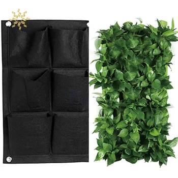 

Wall Hanging Planting Bags 6 Pockets Green Grow Bag Planter Vertical Garden Vegetable Living Garden Bag Home Supplies