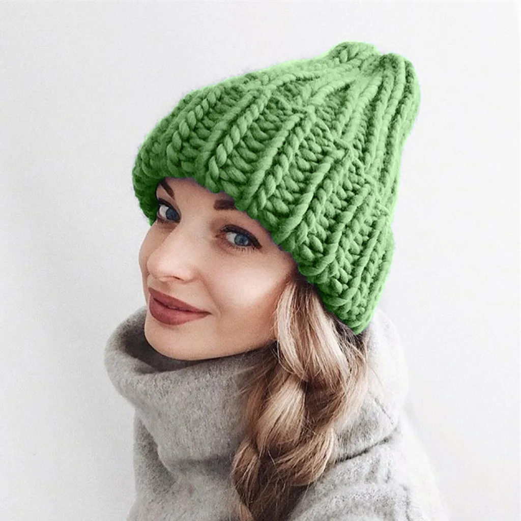 Забавная вязаная зеленая шапка Skully, модная женская шапка, теплая зимняя Шерстяная Лыжная Шапка gorros mujer invierno