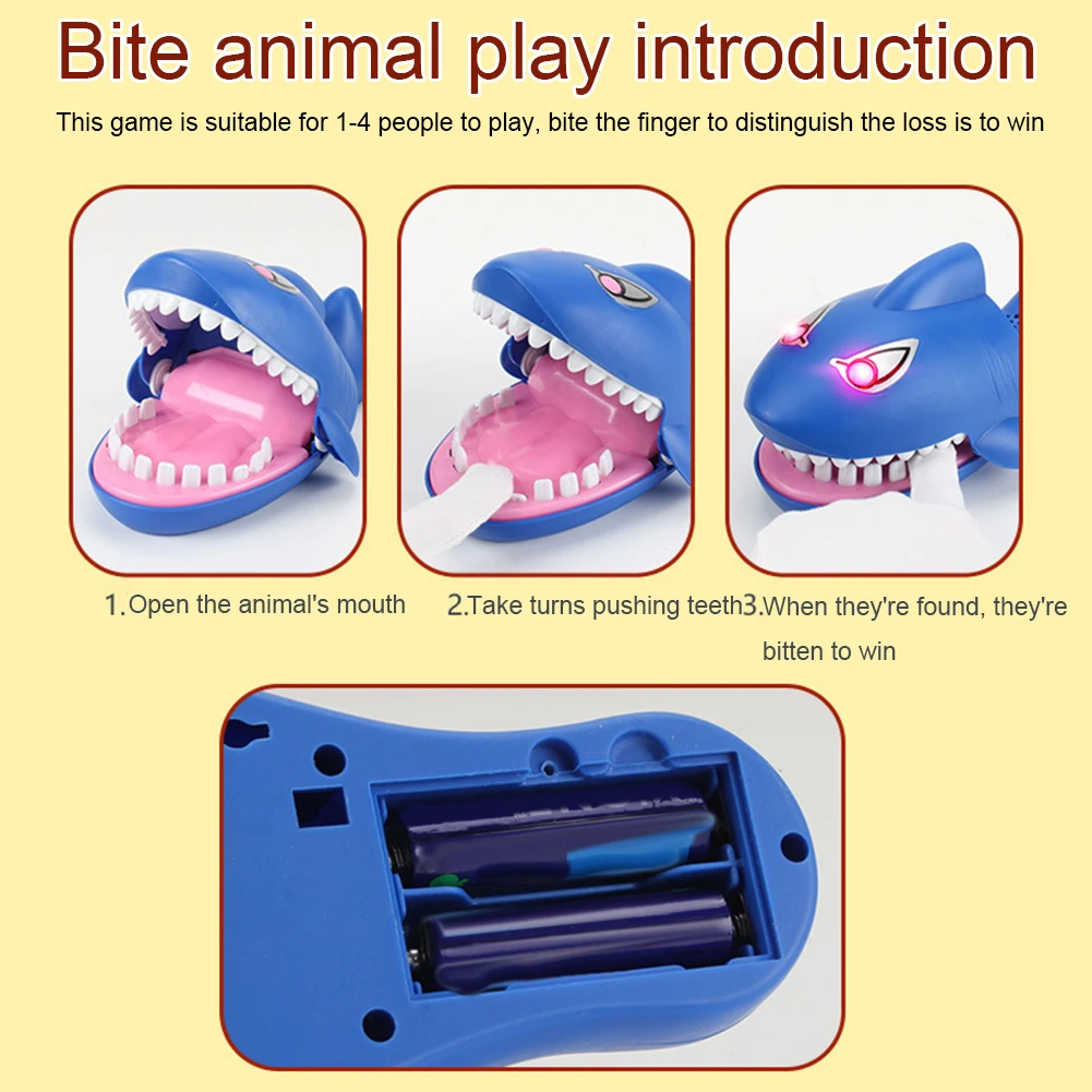 Моделирование звука свет Кусать палец Акула животное давление облегчение трюк игрушка Дети Творческий маленький размер пасть акулы забавные приколы игрушки
