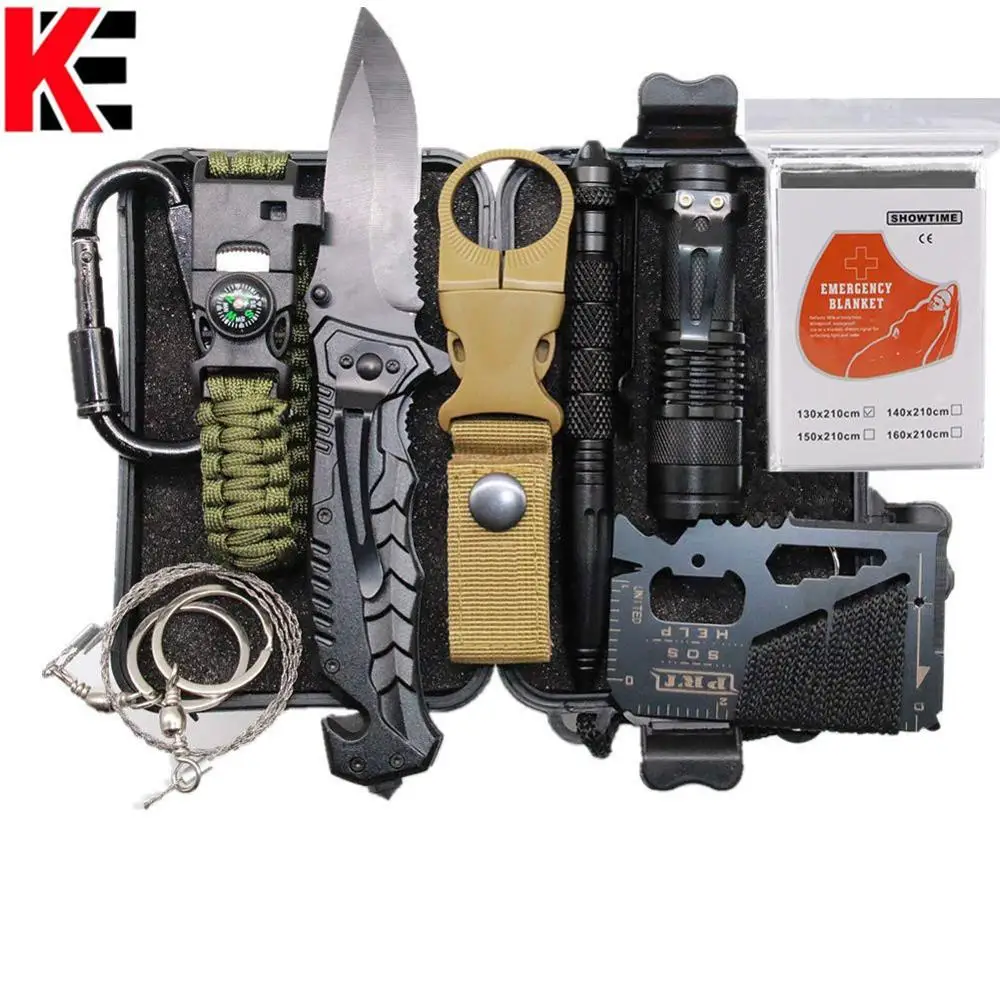 EDC Outdoor Survival Kit Set Camping Travel Survival Gear First Aid SOS Emergency Tactical Survival Pen Blanket Garget Equipment