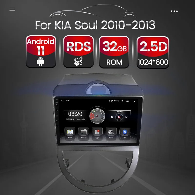 Автомагнитола Carplay BT на Android 11 для KIA Soul 2010 2011 2012 2013 2.5D 1024*600 видеоплеер мультимедиа