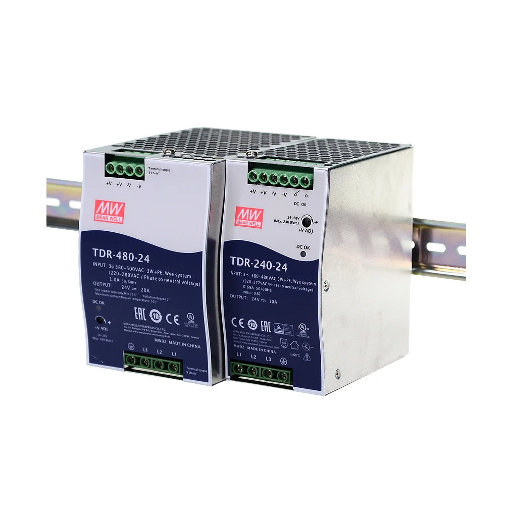 Оригинал Mean Well TDR-480 серия meanwell DC 24 в 48 480 Вт трехфазный промышленный din-рейка с
