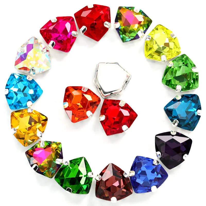  20pcs 12mm Mix Color Sew on with Claw Rhinestone Sewing Colorful Glass Stone on Clothes Dress Decor - 32953521835