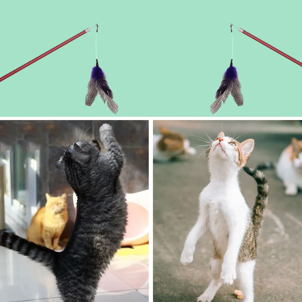 Черное перо, игрушка для домашних животных, котенок, кошачья палочка