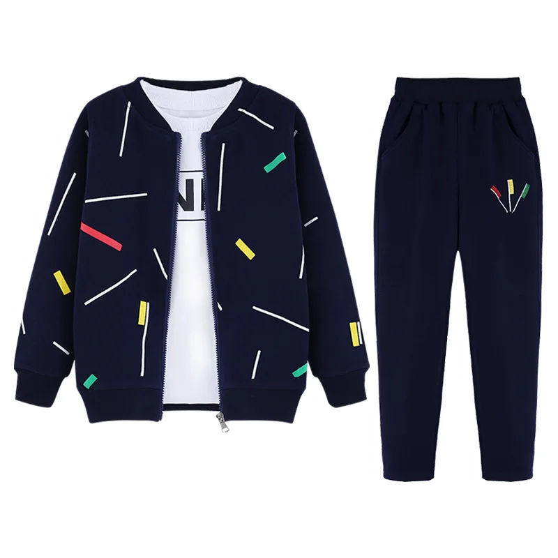 Комплект одежды из 3 предметов для мальчиков, куртка с принтом рубашка с длинными рукавами спортивные костюмы для мальчиков со штанами весенне-осенняя повседневная детская одежда для маленьких мальчиков-подростков