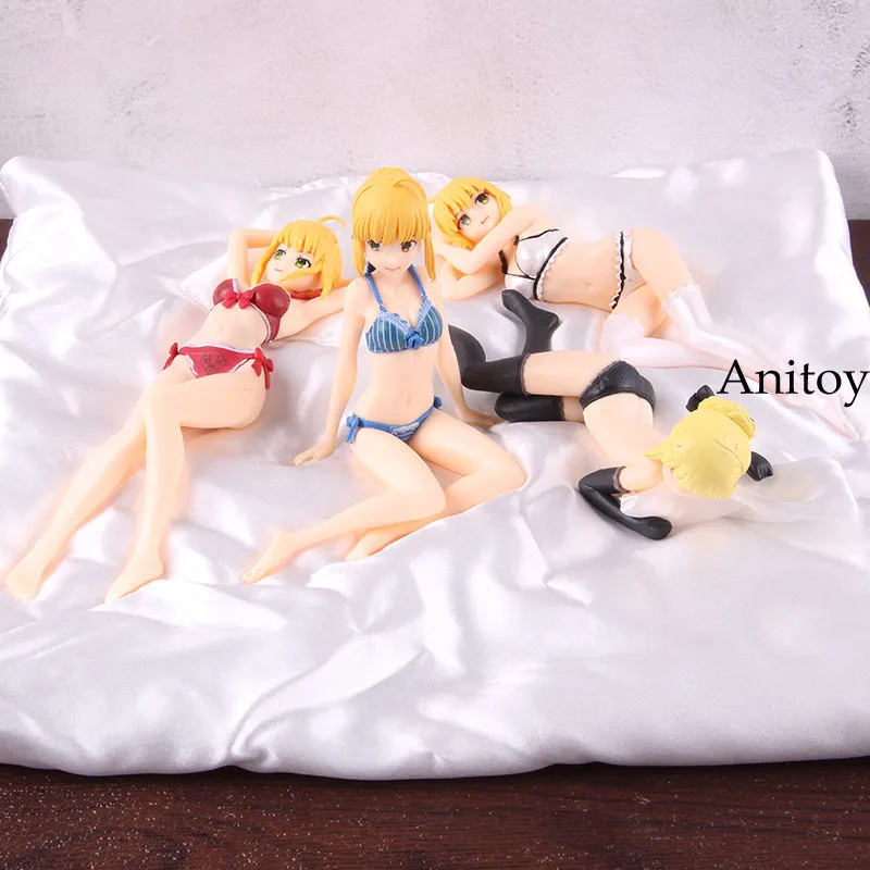 Fate Stay Night Zero Saber Lily Altria Pendragon купальник Ver. Горячая Игрушка Аниме Фигурки ПВХ Коллекционная модель игрушки 4 шт./компл