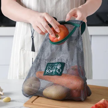 

Reusable Hanging Storage Pocket Breathable Mesh Bag Kitchen Folding Garlic Onion Vegetable Sorting Bag Garbage Bag Organizer
