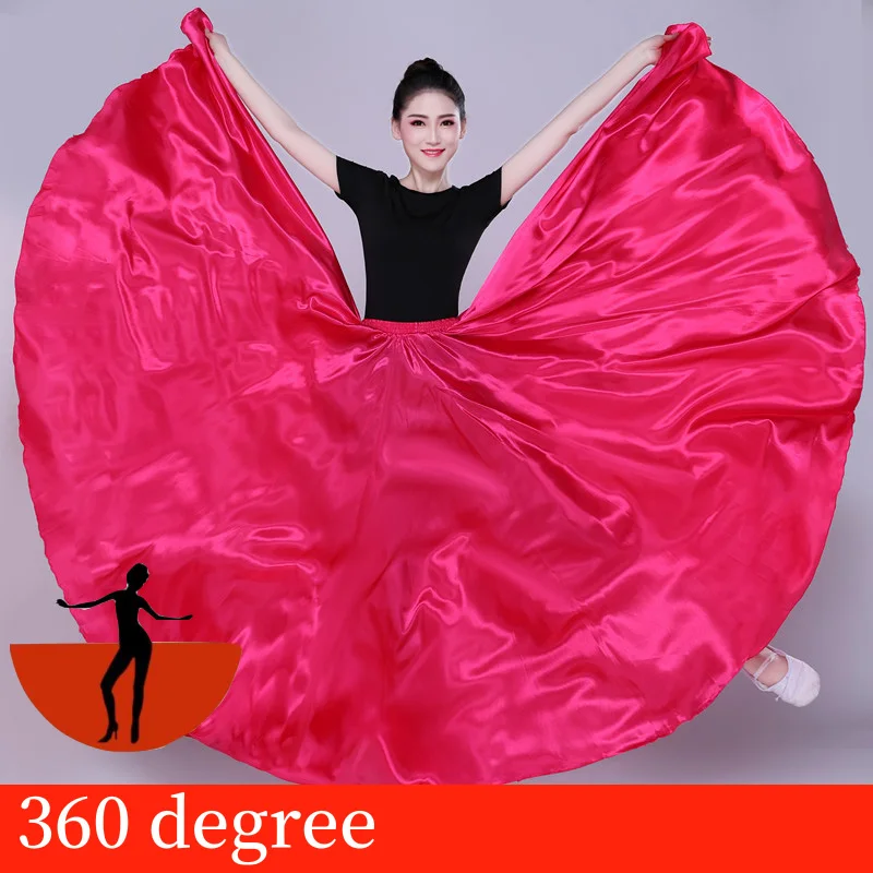 Юбка в стиле фламенко для взрослых, Camisa, фламенг, юбка для танца живота, платья фламенко для женщин, Испания, праздничная одежда Bullfight - Цвет: rose red 360