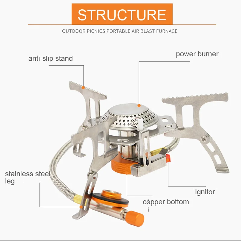 Portable Outdoor Hiking Picnic Butane 3500W Igniter Camping Gas Stove Furnace for Cooking