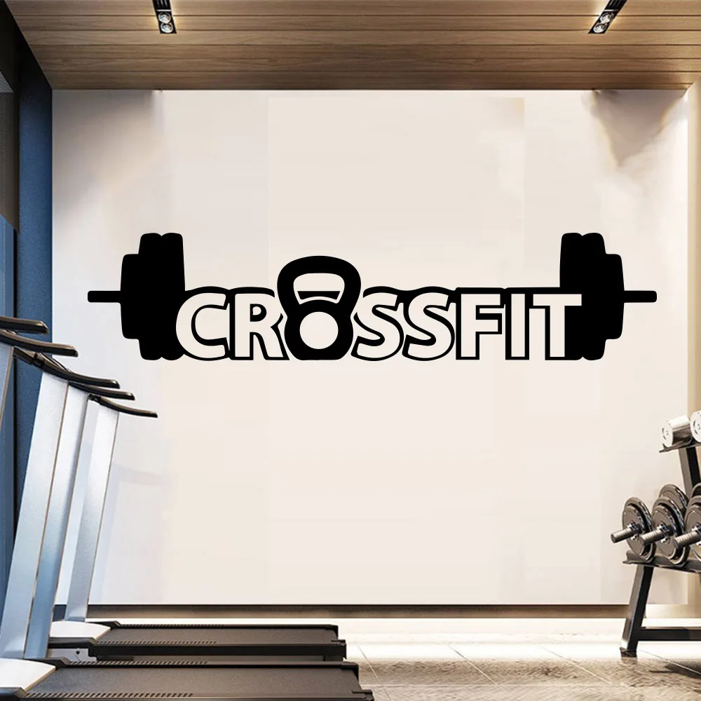 Diy Barbell GYM Decoration Wall Sticker Home bed room Decor For Bedroom Dec Decal wallstickers fitness mural wallpaper | Дом и сад