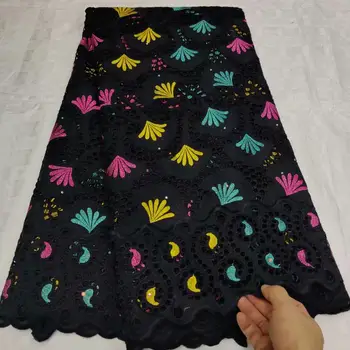 

Latest Nigerian Swiss Volie Cotton Lace Embroidered beaded African Lace Fabric High Quality Dubai Guipure Mesh Lace 5 Yards