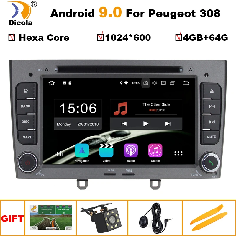 Clearance 7" IPS Hexa Core 4G+64G Android 9.0 Car DVD Player GPS Navi for Peugeot 408 for Peugeot 308 308SW Audio Radio Stereo Head Unit 0