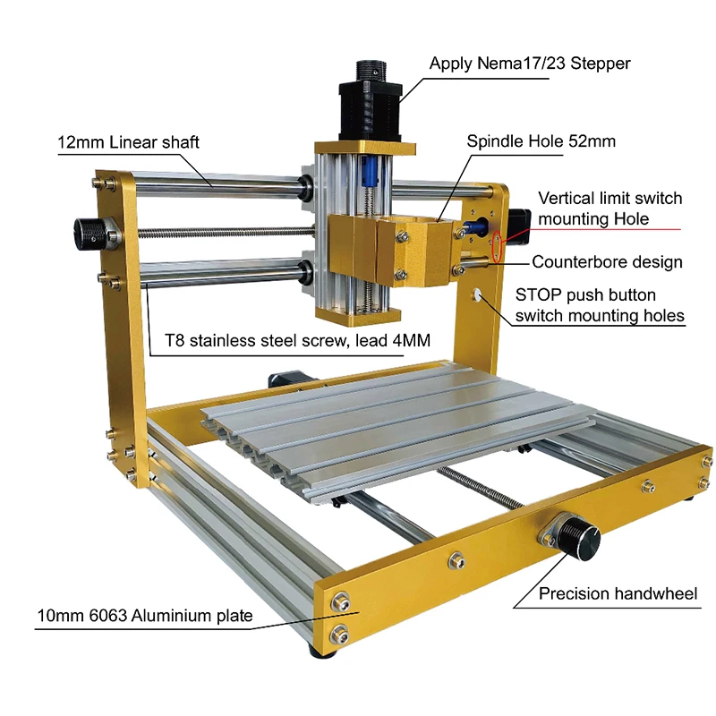 3018 Plus Metal Frame CNC Engraver GRBL PCB Milling Machine Frame, Frame + Nema 17 Stepper Motors. wood router table