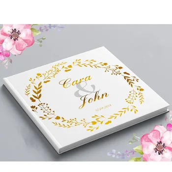

Personalized Mr and Mrs name Gold Foil Wedding Guest Book Modern Custom Guestbook Album Rustic Engagement Unique Keepsake Book