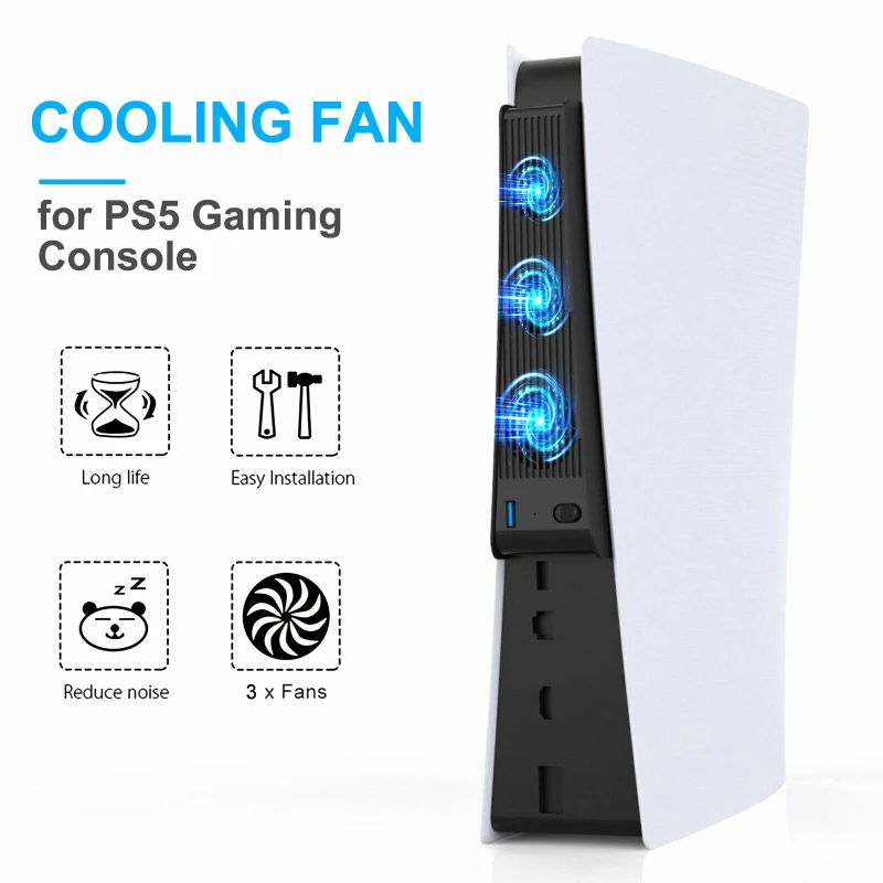 NEW Fan For PS5 Cooling Fan USB Cooler With 3 Cooling Fans For PlayStation 5 Digital Edition Game Console Accessories PS5