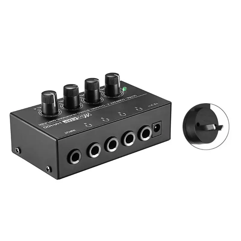 HA400 4 Channels Mini Stereo Headphone Amplifier with Power Adapter US UK EU AU LX9B